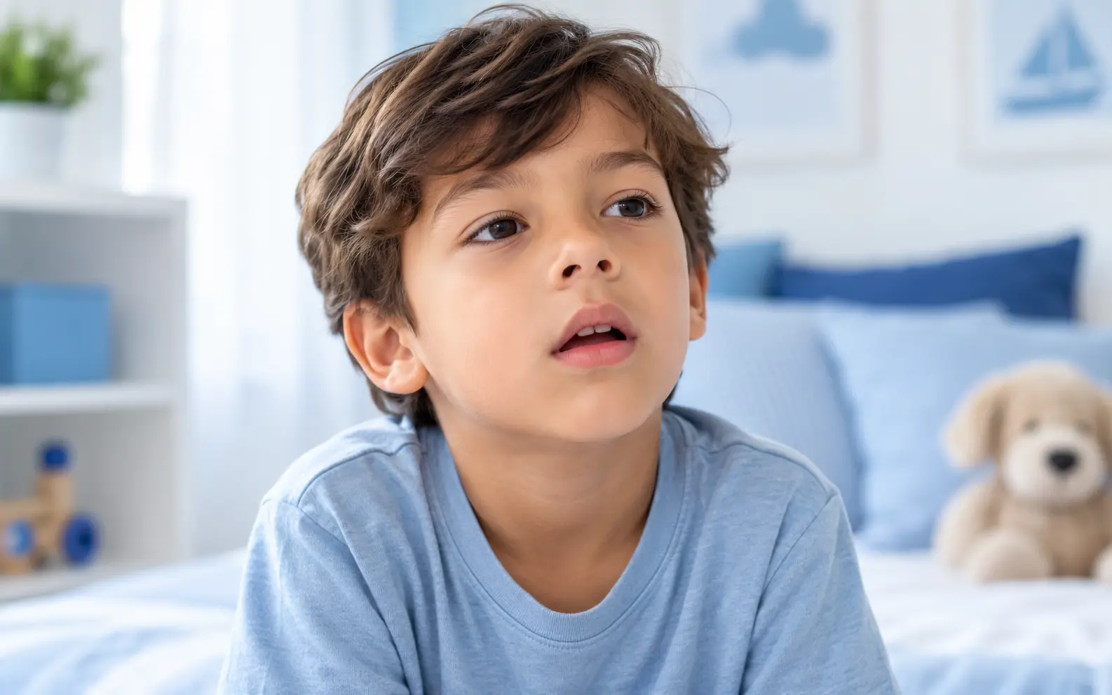 Criança com a boca entreaberta, ilustrando os sinais da respiração bucal infantil e a importância da avaliação profissional.